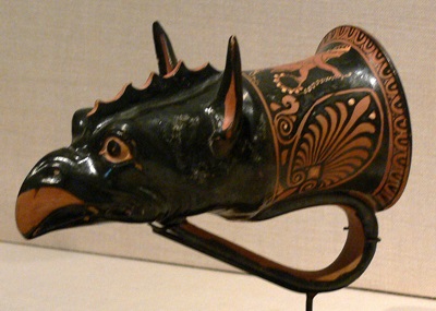 Greek Rhyton (drinking horn) depicting a Griffin